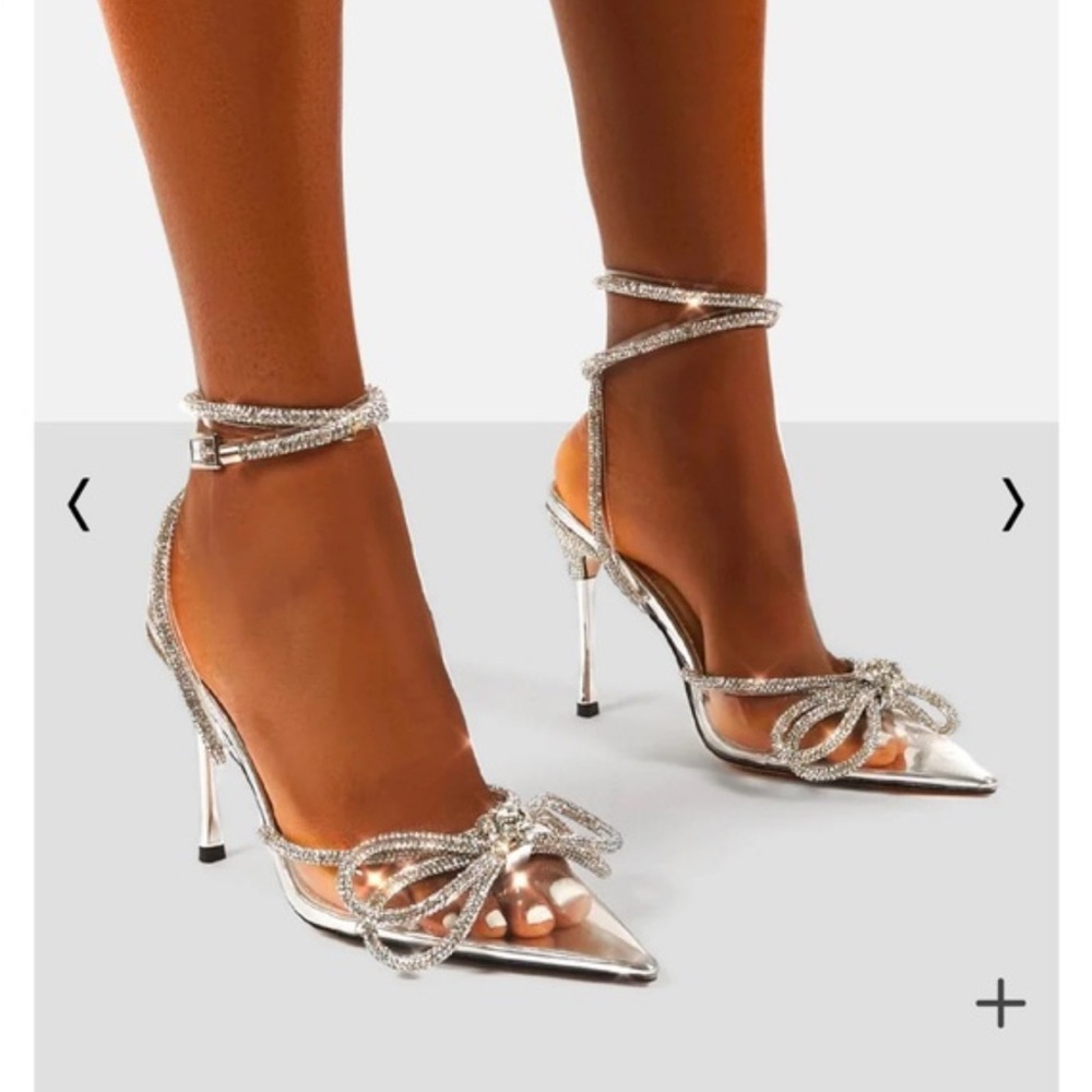 INC International Concepts Silver Strappy Heels - Picture 4 of 4
